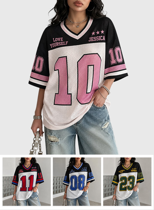 Sportlicher Stil - Personalisierbares Selbstliebe V-Ausschnitt T-Shirt