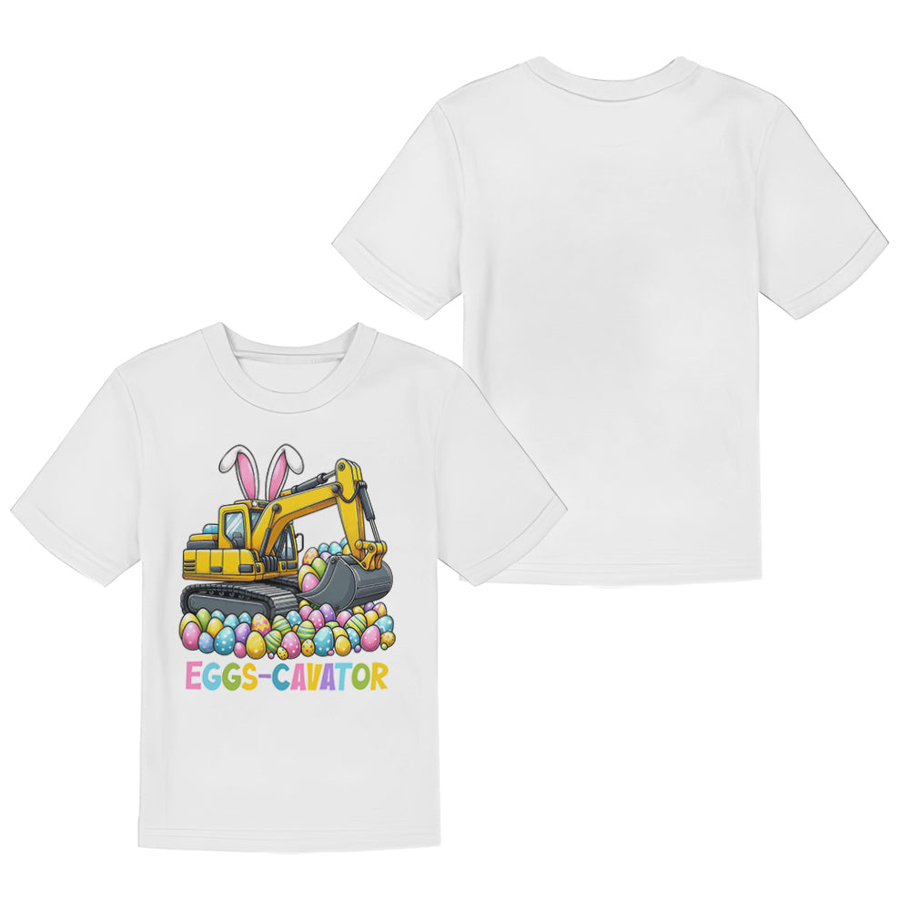 Eggs-Cavator – Personalisiertes Kinder-T-Shirt & Shorts