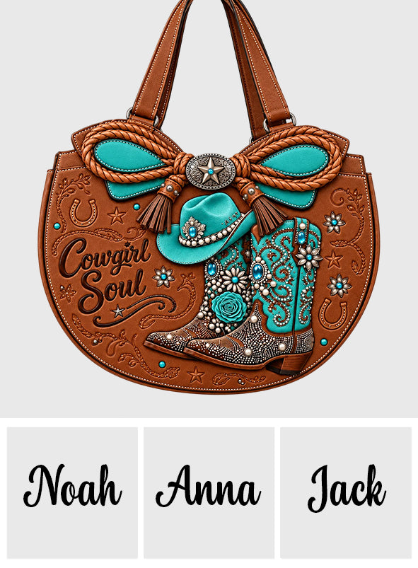Cowgirl Boots - Personalized Cowgirl Custom Shaped Leather Tote Bag