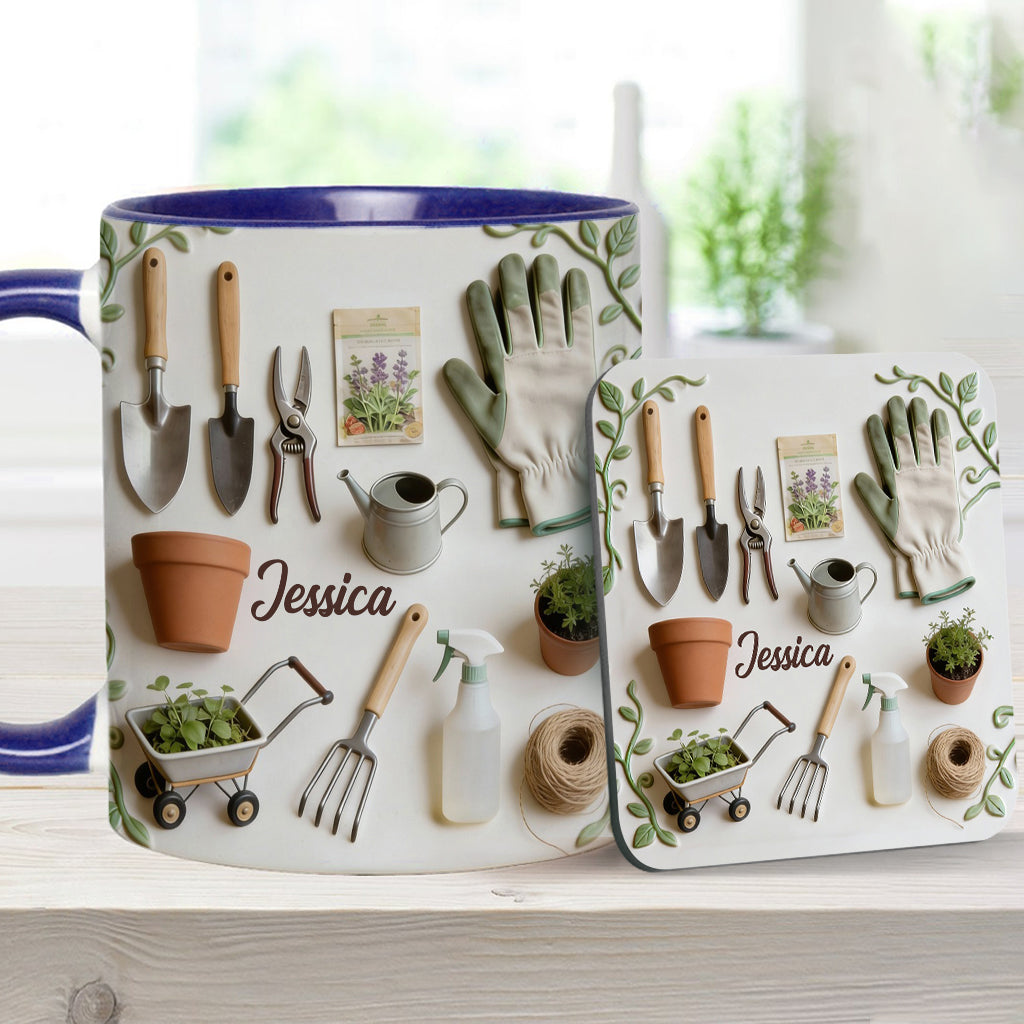 Love Gardening - Personalized Gardening Accent Mug & Coaster