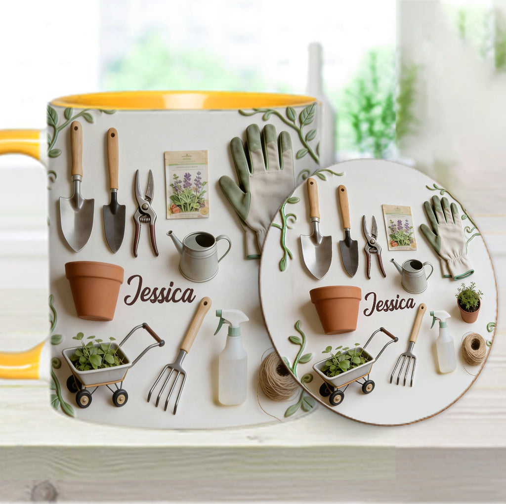 Love Gardening - Personalized Gardening Accent Mug & Coaster