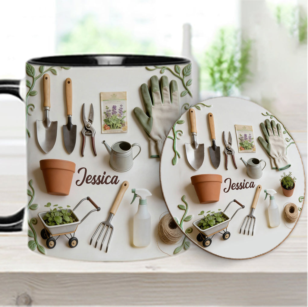 Love Gardening - Personalized Gardening Accent Mug & Coaster