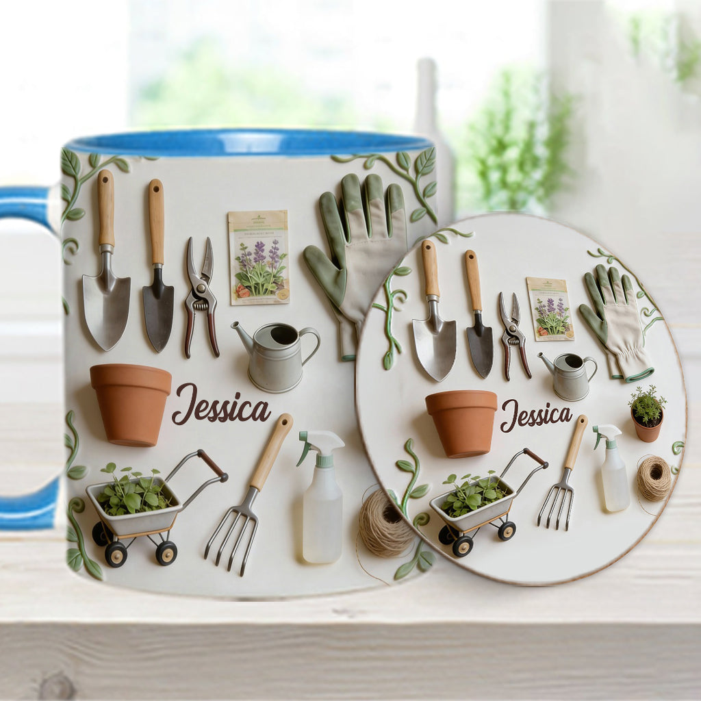Love Gardening - Personalized Gardening Accent Mug & Coaster