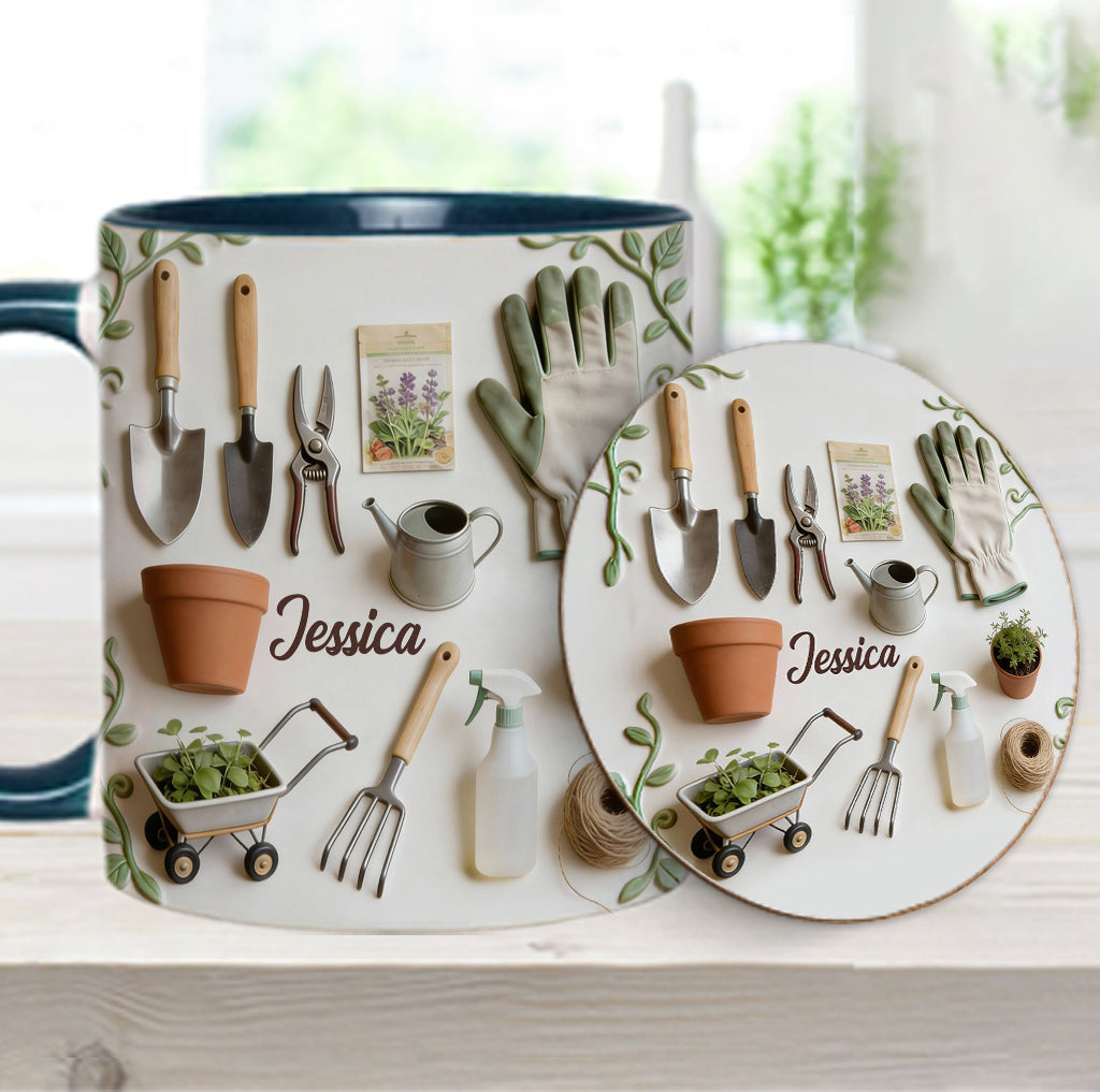 Love Gardening - Personalized Gardening Accent Mug & Coaster