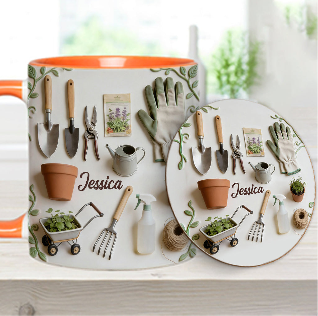 Love Gardening - Personalized Gardening Accent Mug & Coaster