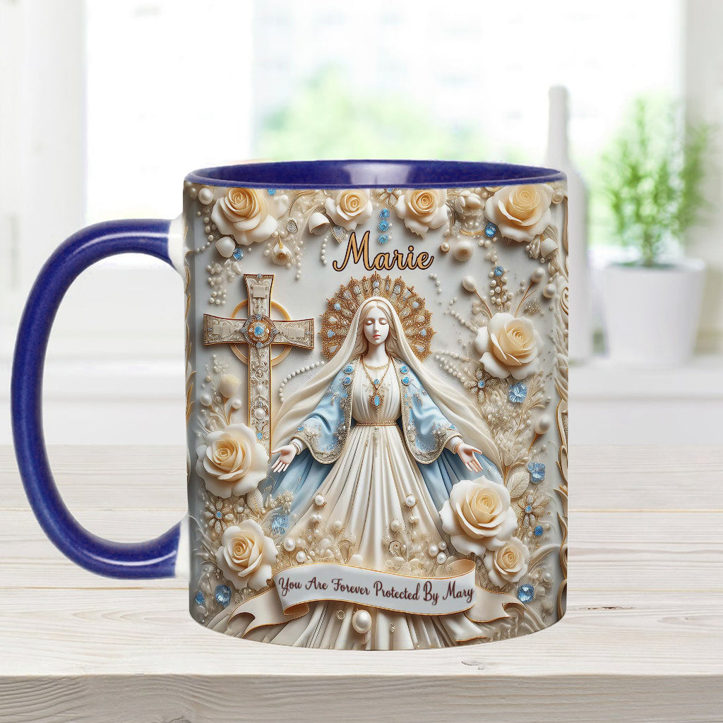 Du bist für immer von Maria beschützt – Personalisierte Tasse mit christlichem Akzent