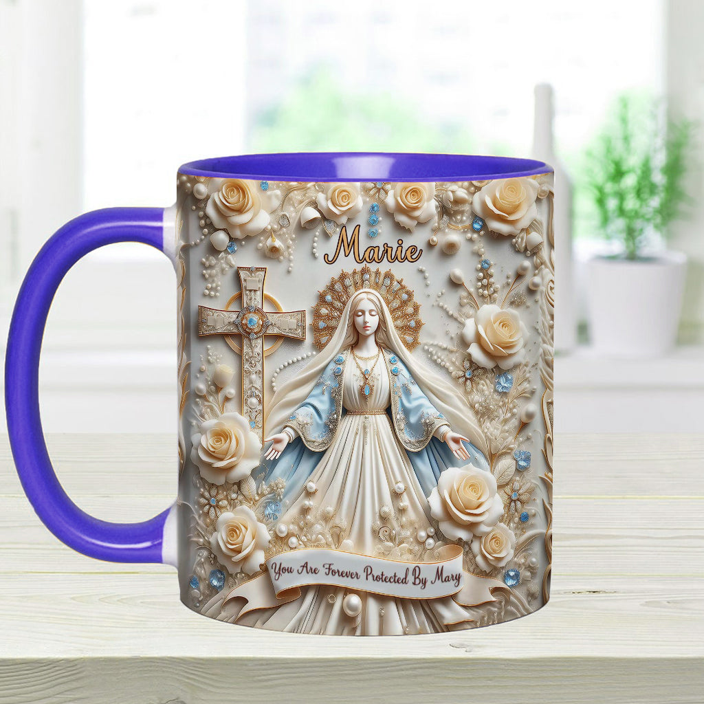Du bist für immer von Maria beschützt – Personalisierte Tasse mit christlichem Akzent