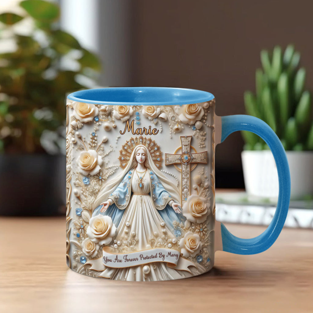 Du bist für immer von Maria beschützt – Personalisierte Tasse mit christlichem Akzent