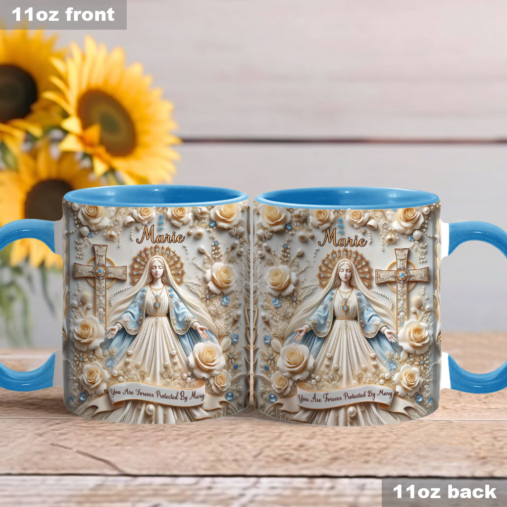 Du bist für immer von Maria beschützt – Personalisierte Tasse mit christlichem Akzent
