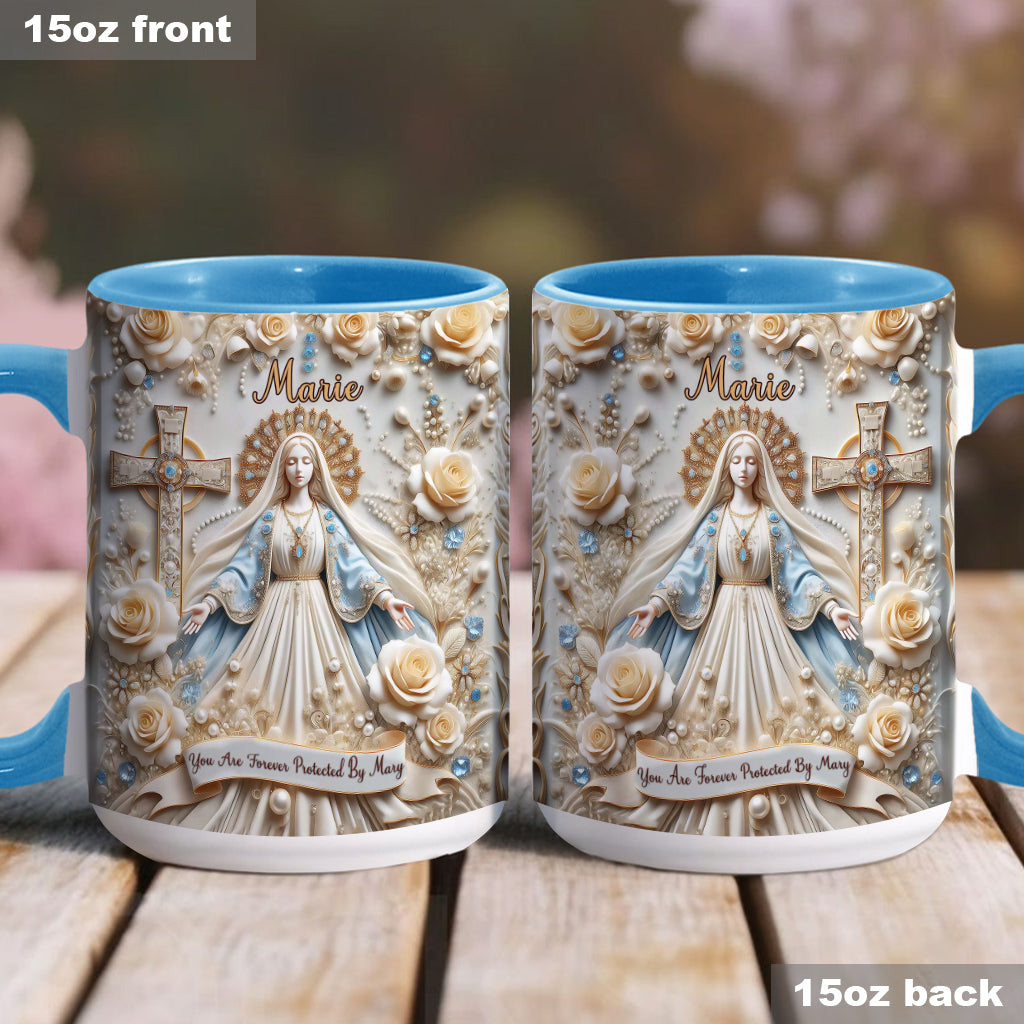 Du bist für immer von Maria beschützt – Personalisierte Tasse mit christlichem Akzent