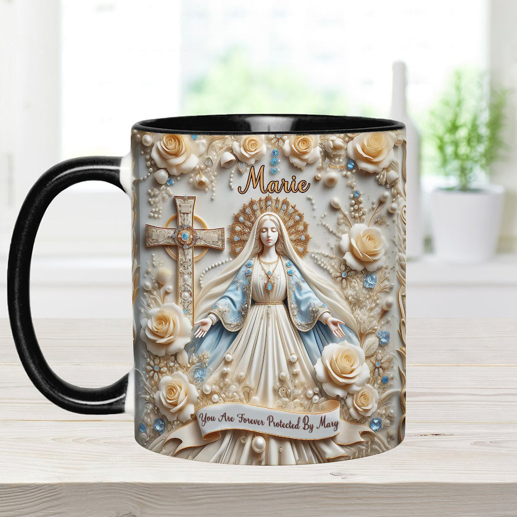 Du bist für immer von Maria beschützt – Personalisierte Tasse mit christlichem Akzent