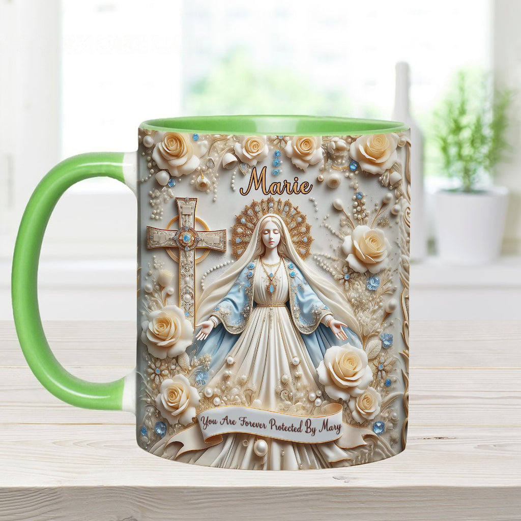 Du bist für immer von Maria beschützt – Personalisierte Tasse mit christlichem Akzent