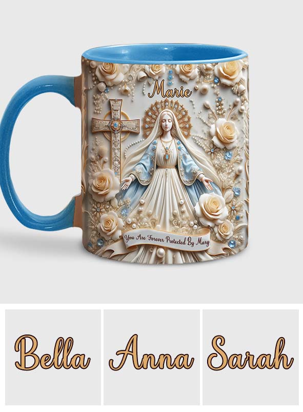 Du bist für immer von Maria beschützt – Personalisierte Tasse mit christlichem Akzent