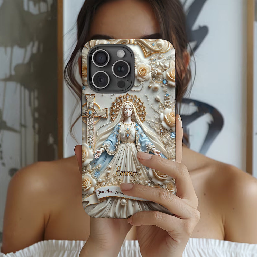 Du bist für immer von Maria beschützt – Personalisierte christliche Handyhülle mit Vollbilddruck