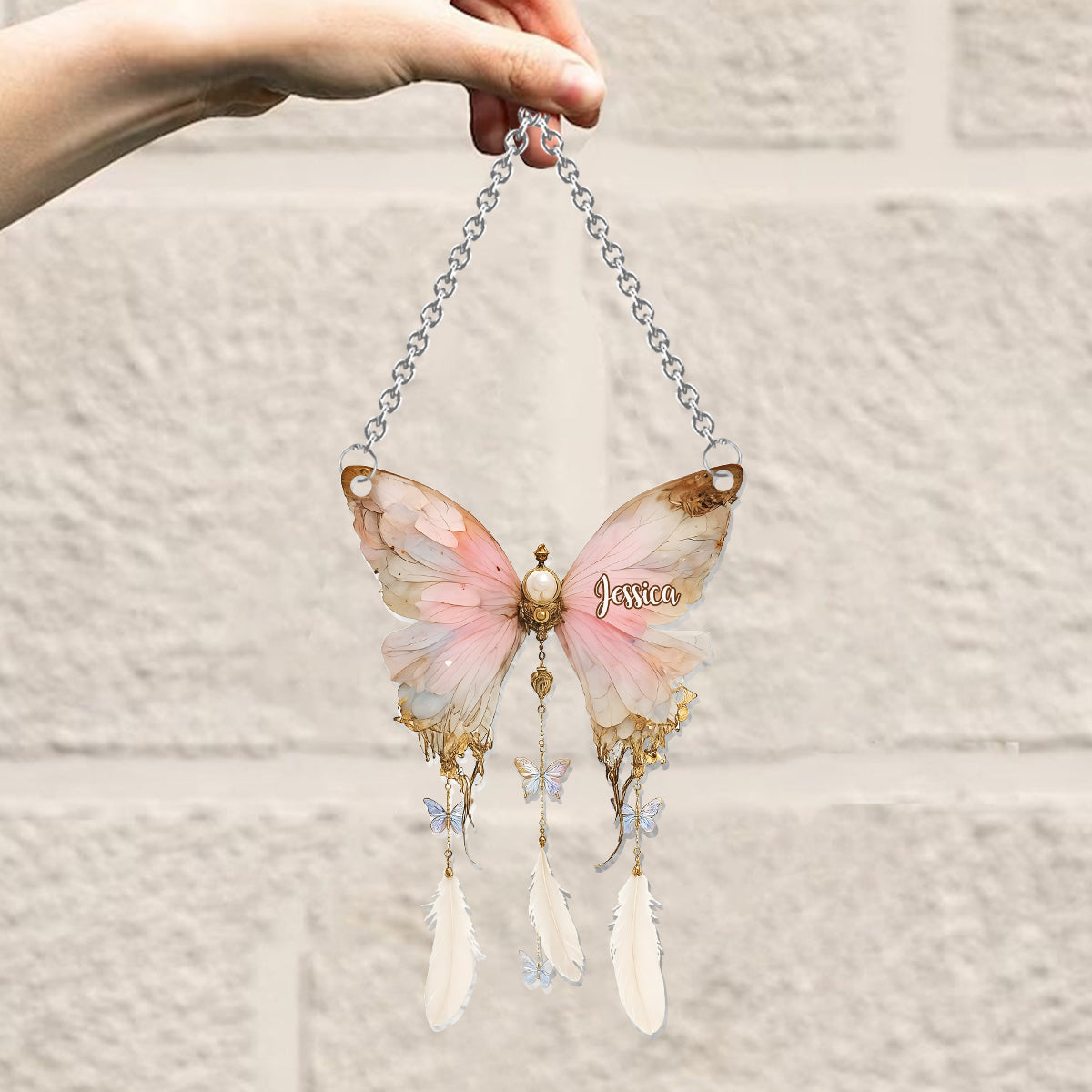 Wunderschöner Vintage-Schmetterling – Personalisierter Schmetterlings-Fensterhänger als Sonnenfänger