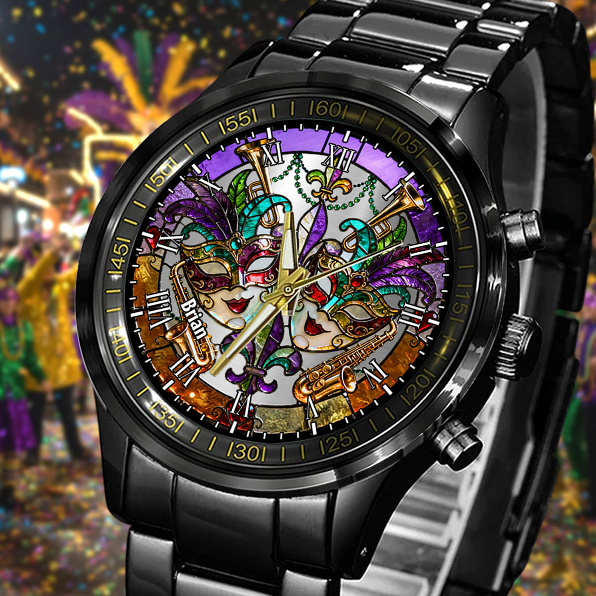 Mardi-Gras-Maske – Personalisierte Mardi-Gras-Handuhr