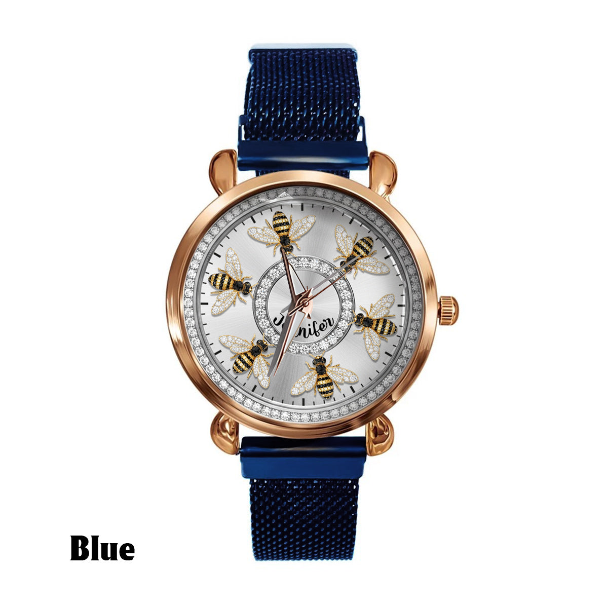 Liebe Bienen – Personalisierte Damen-Handuhr mit Bienenmotiv 