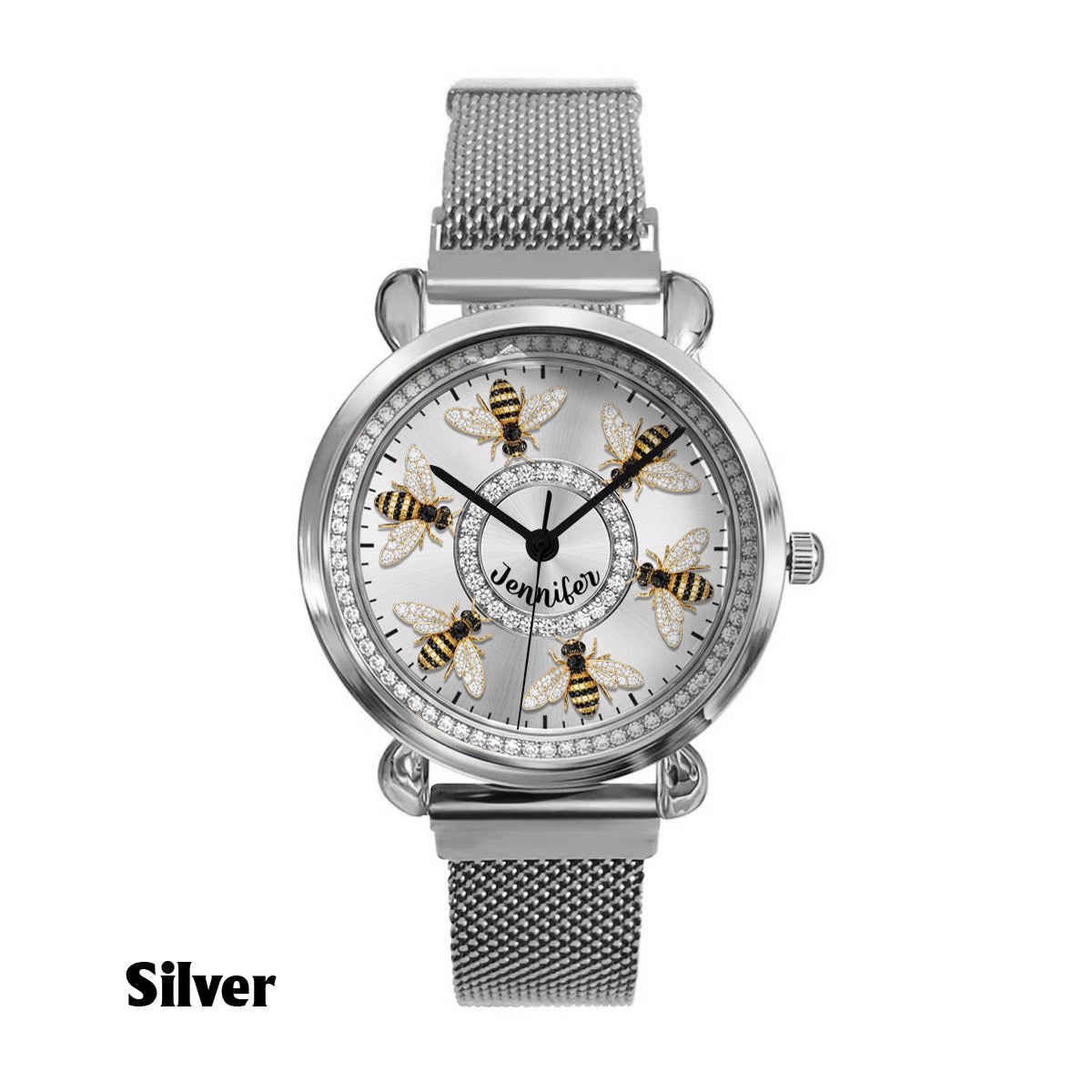 Liebe Bienen – Personalisierte Damen-Handuhr mit Bienenmotiv 