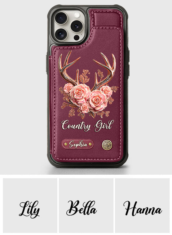 Country Girl – Personalisierte Handyhülle mit Jagd-Geldbörse