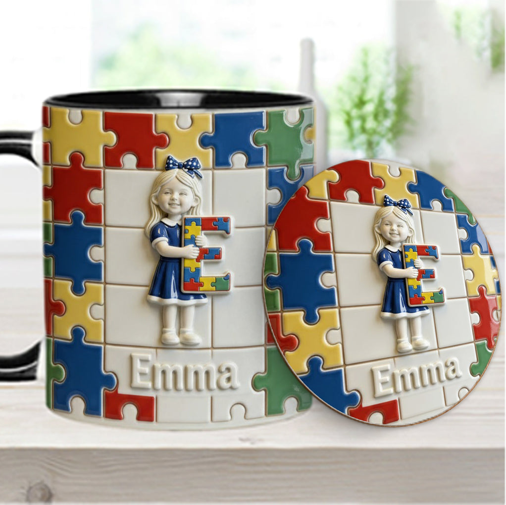 Autism Letter - Personalized Autism Awareness Accent Mug & Coaster