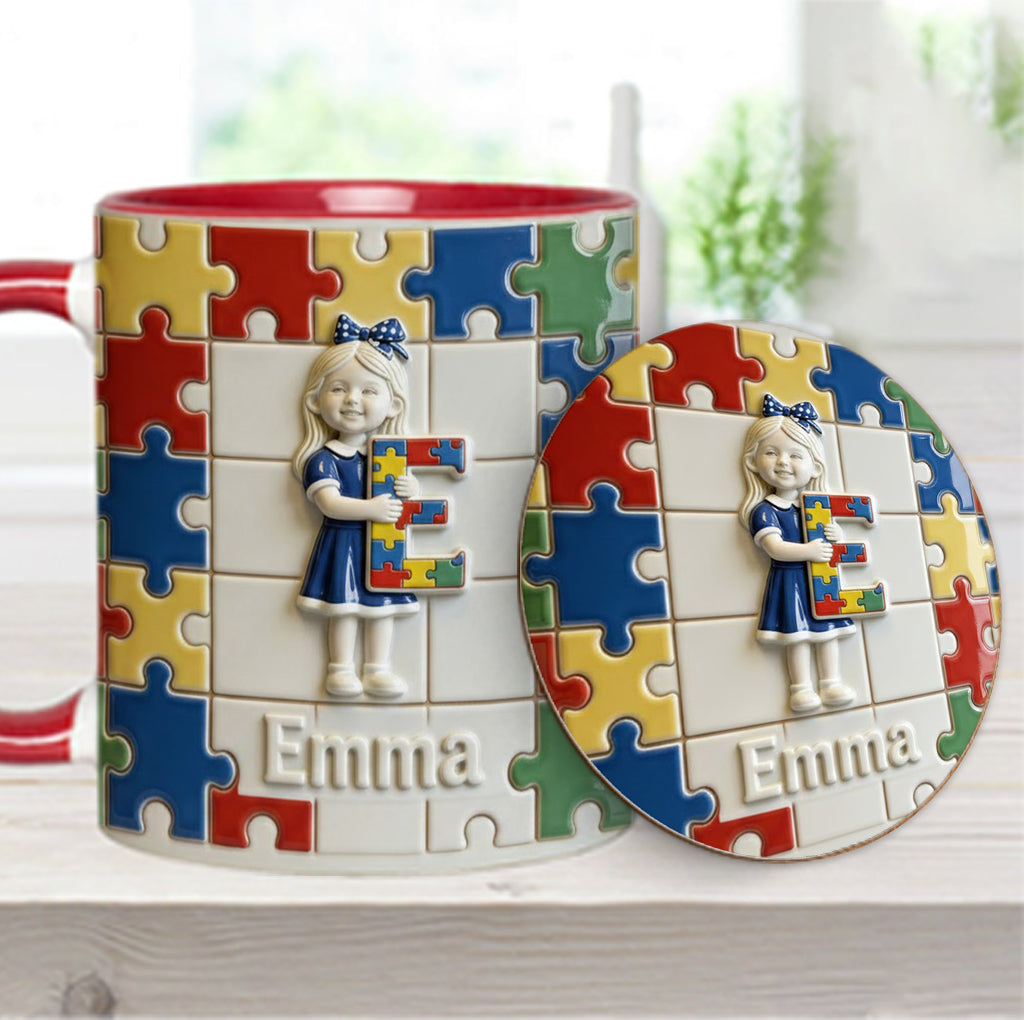 Autism Letter - Personalized Autism Awareness Accent Mug & Coaster