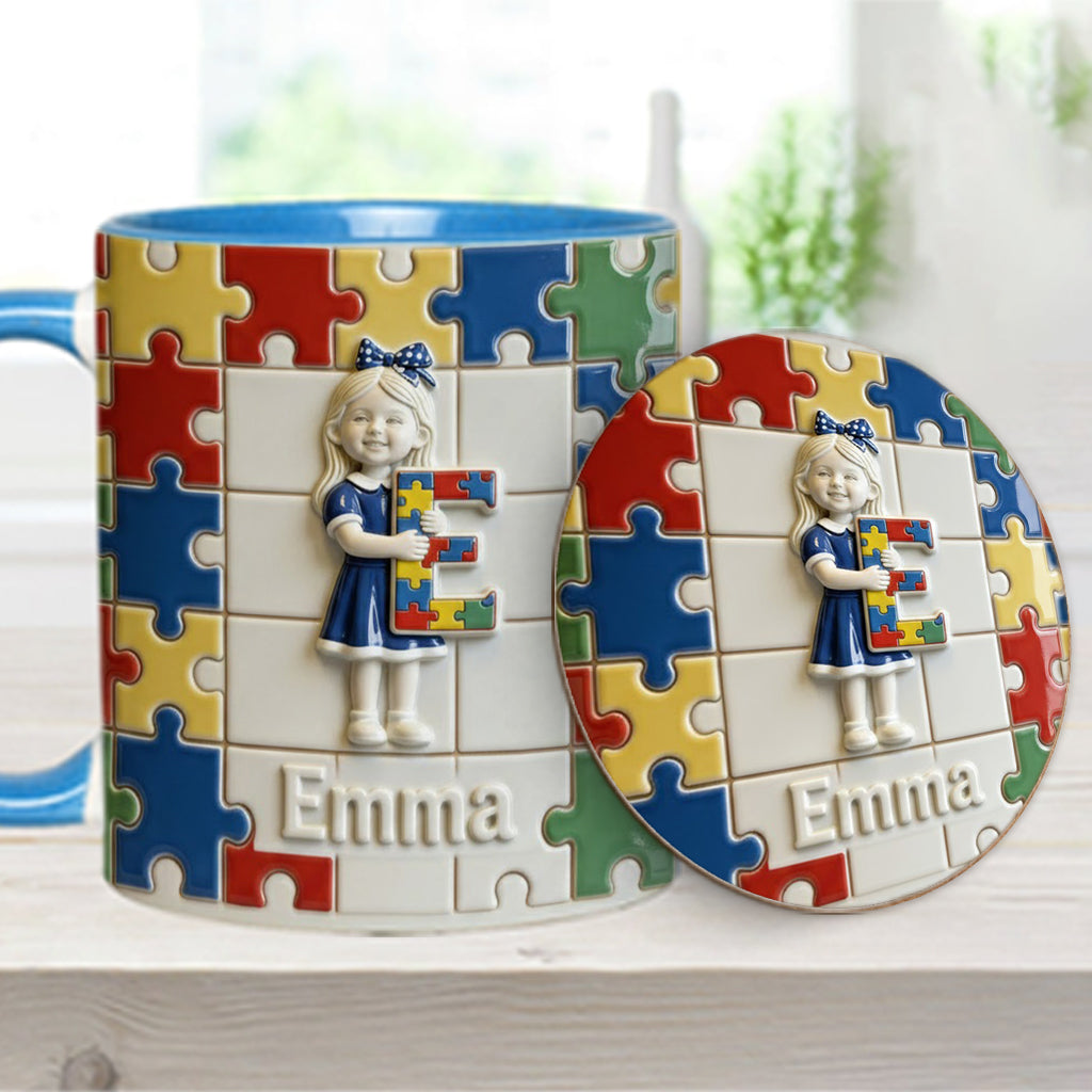 Autism Letter - Personalized Autism Awareness Accent Mug & Coaster