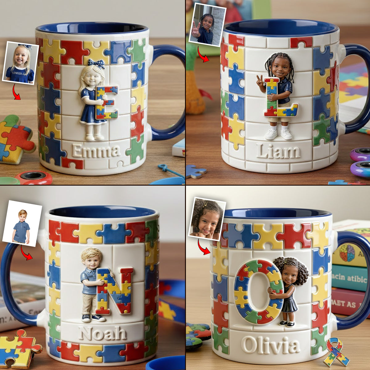 Autism Letter - Personalized Autism Awareness Accent Mug & Coaster
