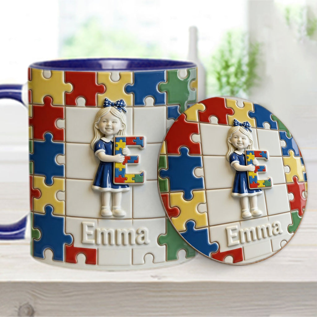 Autism Letter - Personalized Autism Awareness Accent Mug & Coaster