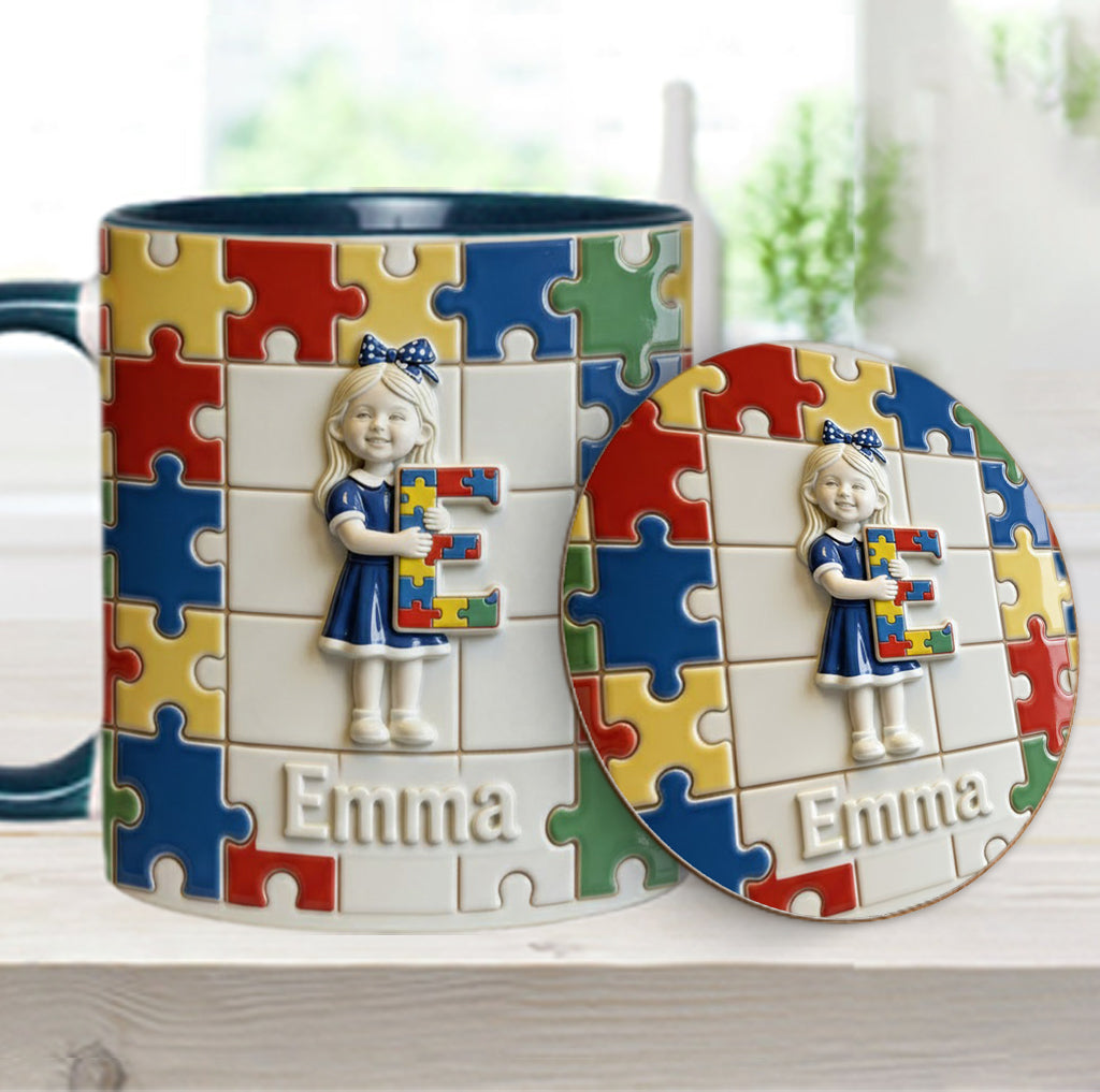 Autism Letter - Personalized Autism Awareness Accent Mug & Coaster