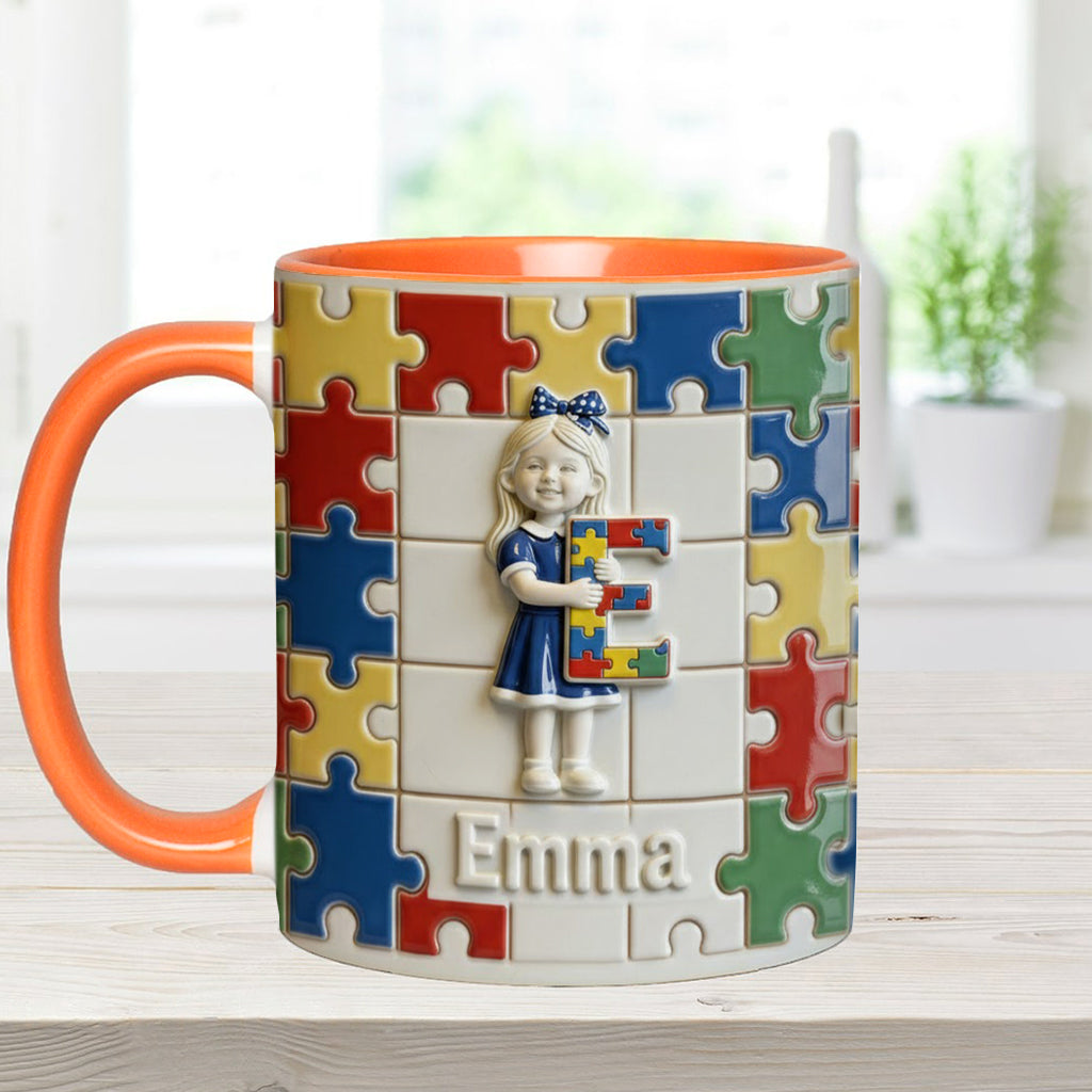 Autism Letter - Personalized Autism Awareness Accent Mug & Coaster