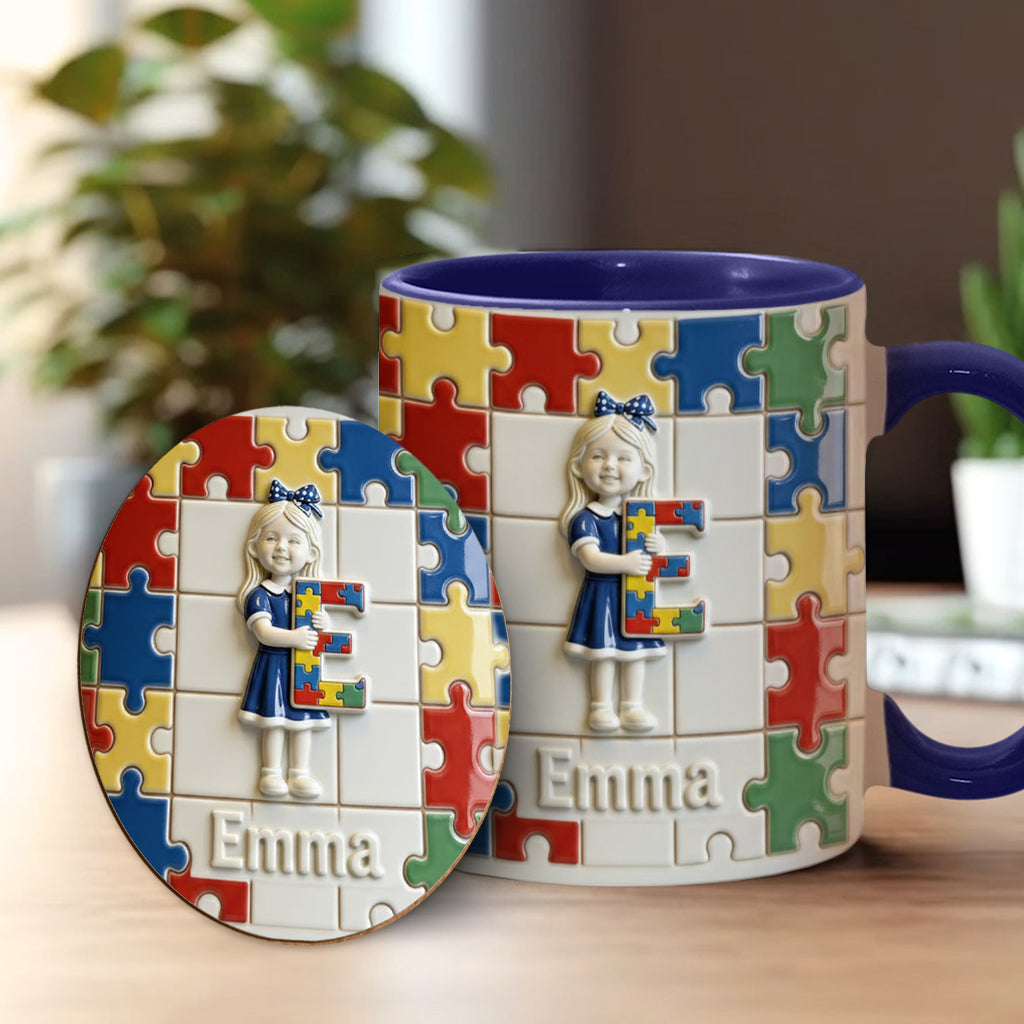 Autism Letter - Personalized Autism Awareness Accent Mug & Coaster