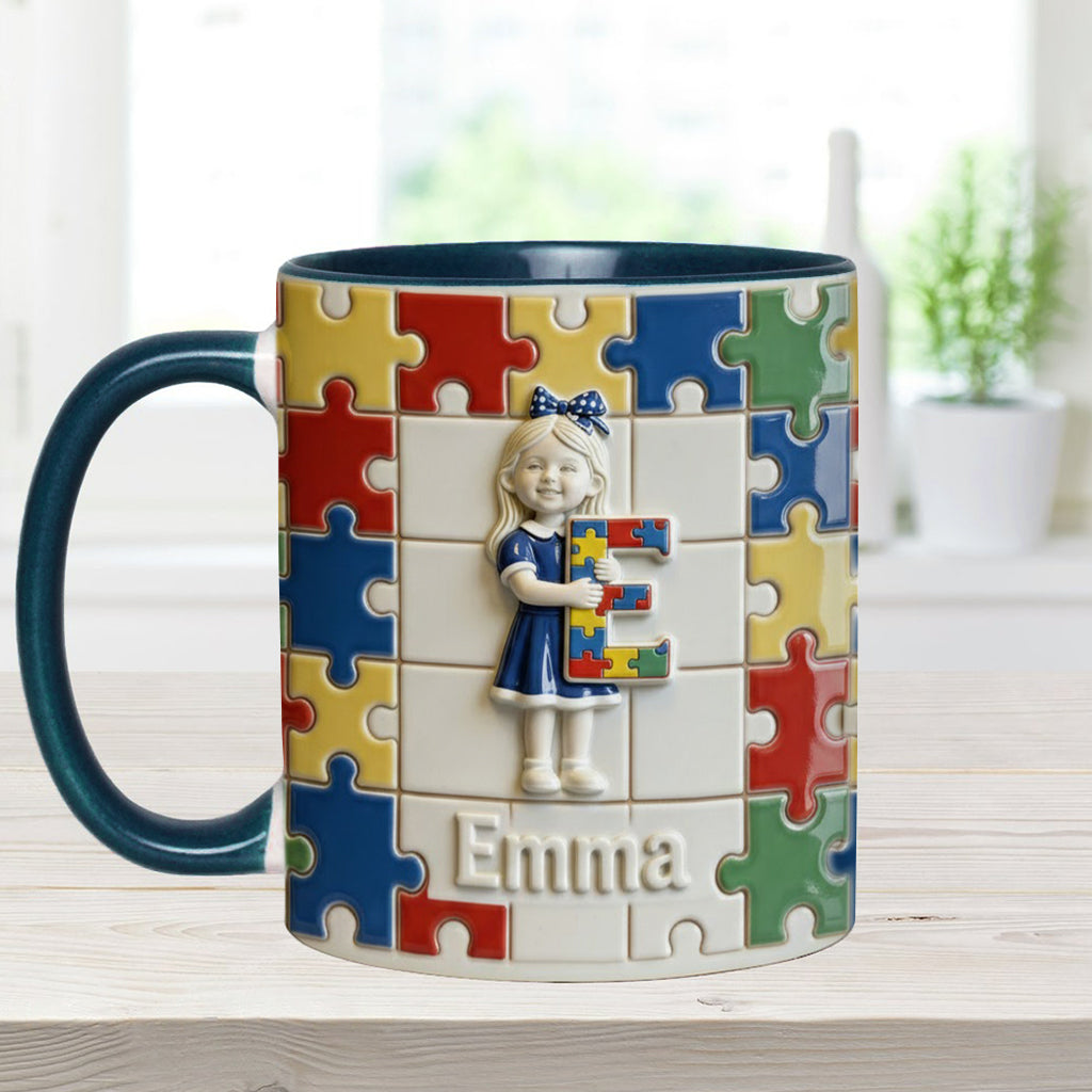Autism Letter - Personalized Autism Awareness Accent Mug & Coaster