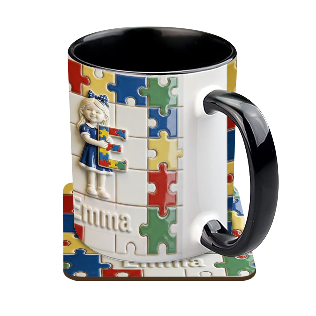 Autism Letter - Personalized Autism Awareness Accent Mug & Coaster
