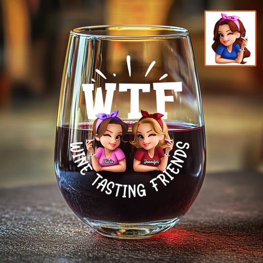 WTF Wine Tasting Friends – Personalisiertes Weinglas mit dem Aufdruck „Beste Freundin“