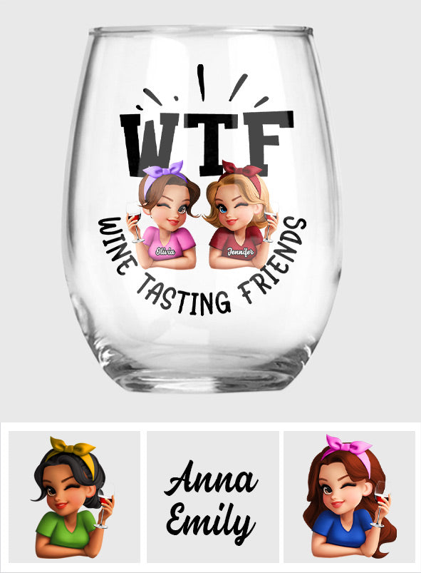 WTF Wine Tasting Friends – Personalisiertes Weinglas mit dem Aufdruck „Beste Freundin“