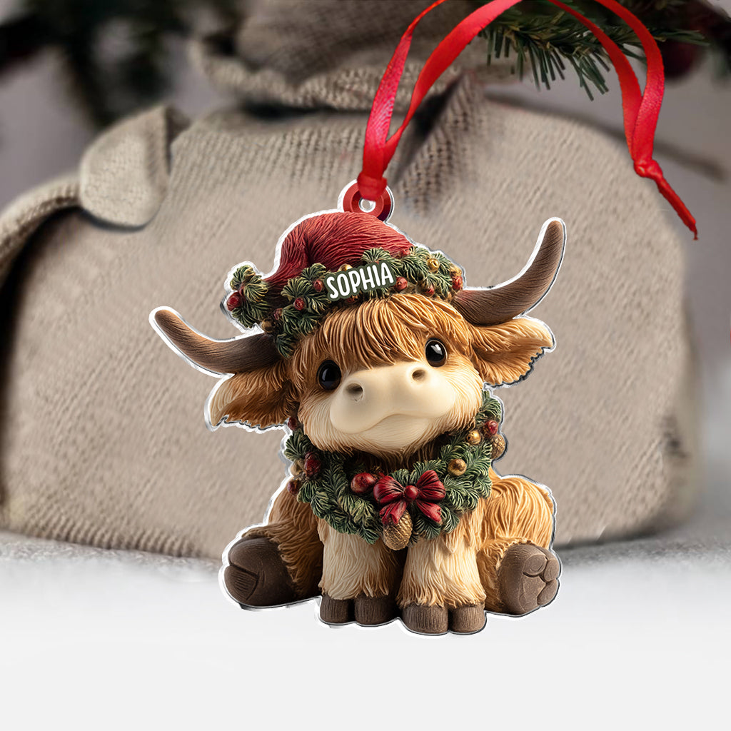 Adorable Highland Cow - Personalized Highland Cow Ornament
