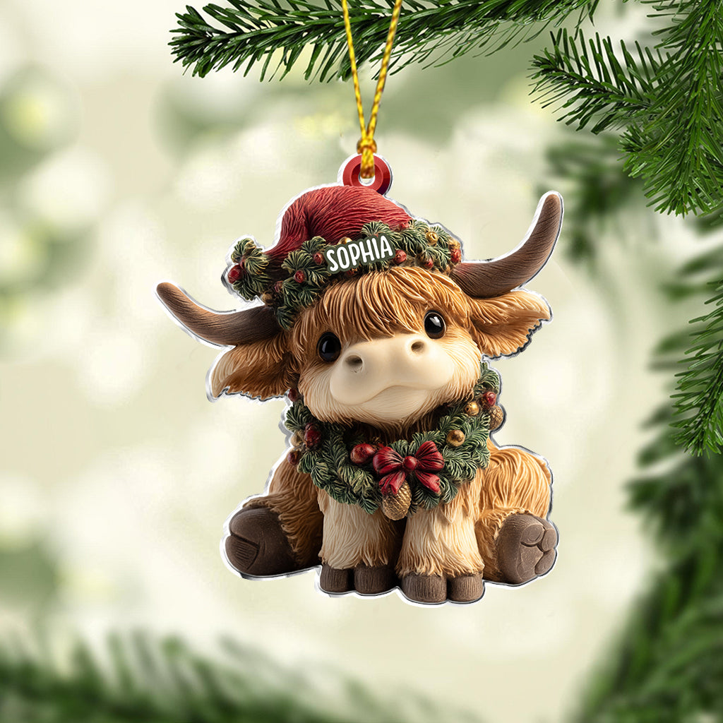 Adorable Highland Cow - Personalized Highland Cow Ornament