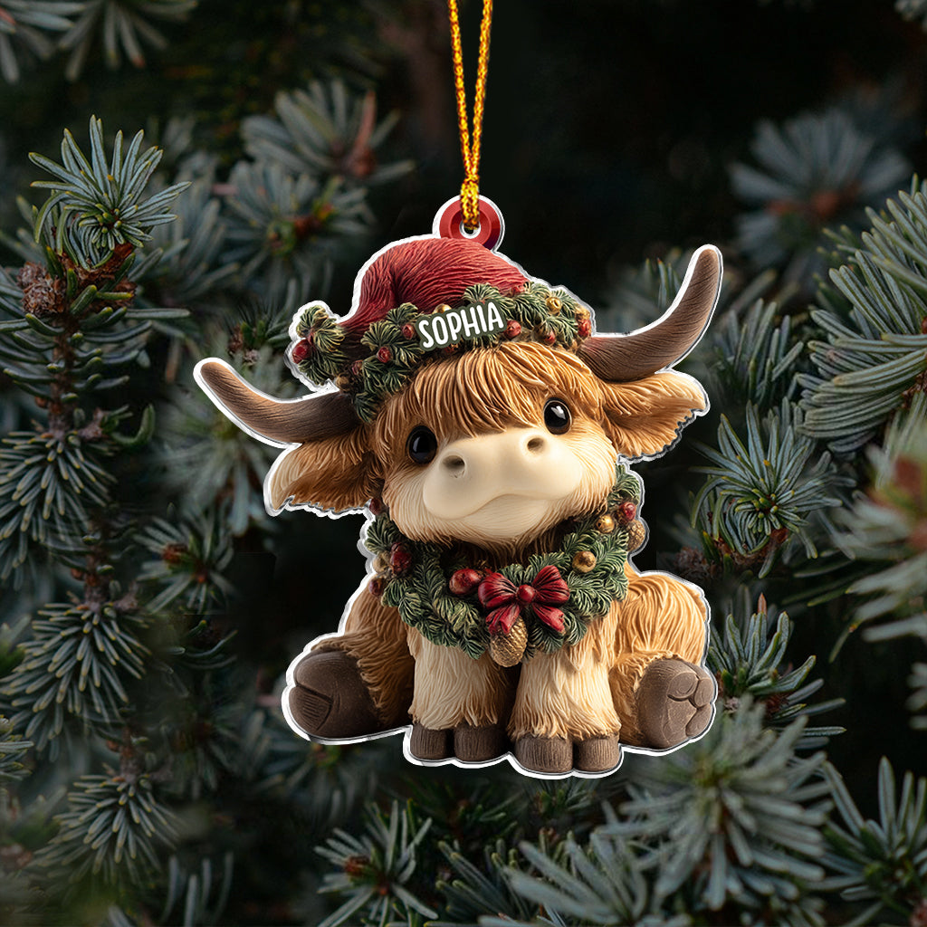 Adorable Highland Cow - Personalized Highland Cow Ornament