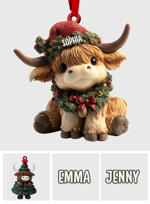 Adorable Highland Cow - Personalized Highland Cow Ornament