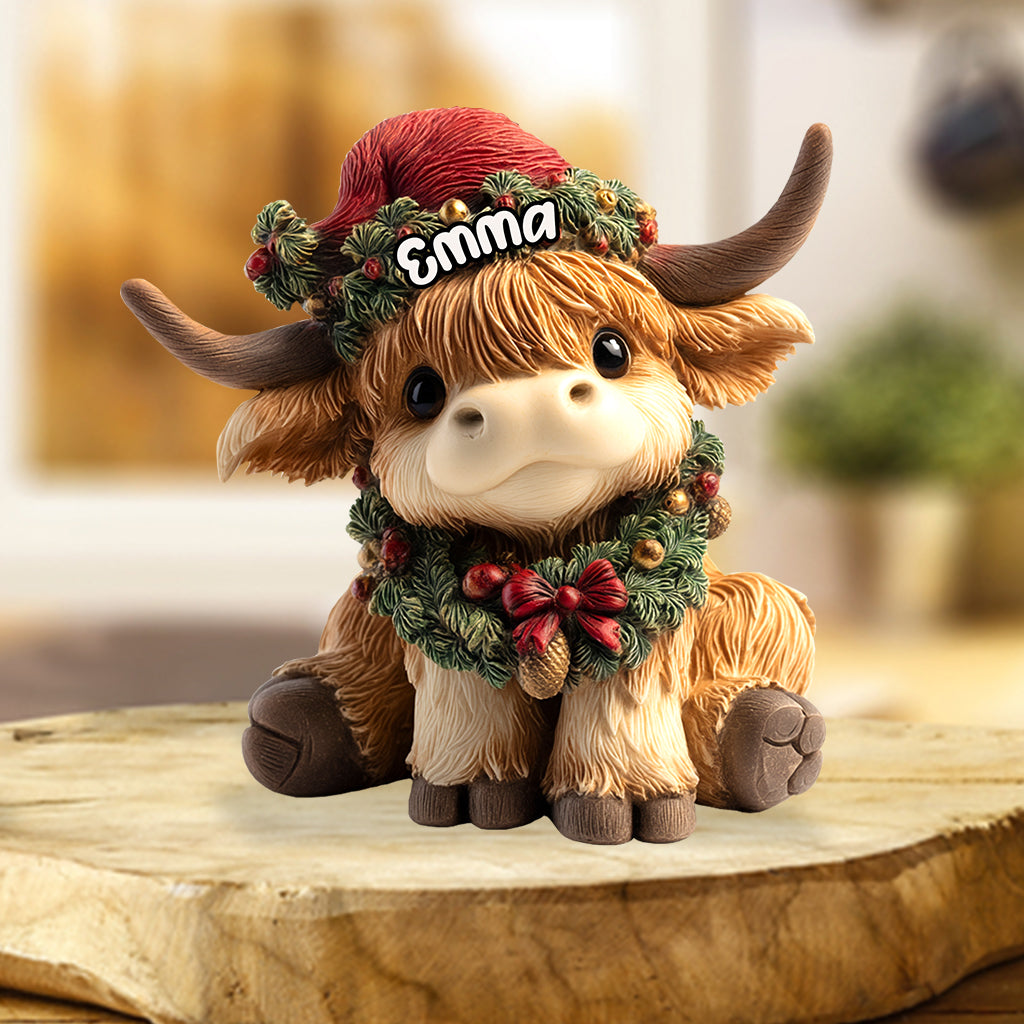 Niedliche Hochlandkuh – Personalisierte Acrylplakette in Form einer Hochlandkuh