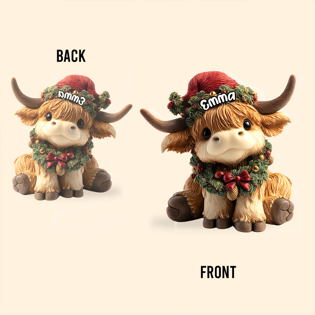 Niedliche Hochlandkuh – Personalisierte Acrylplakette in Form einer Hochlandkuh