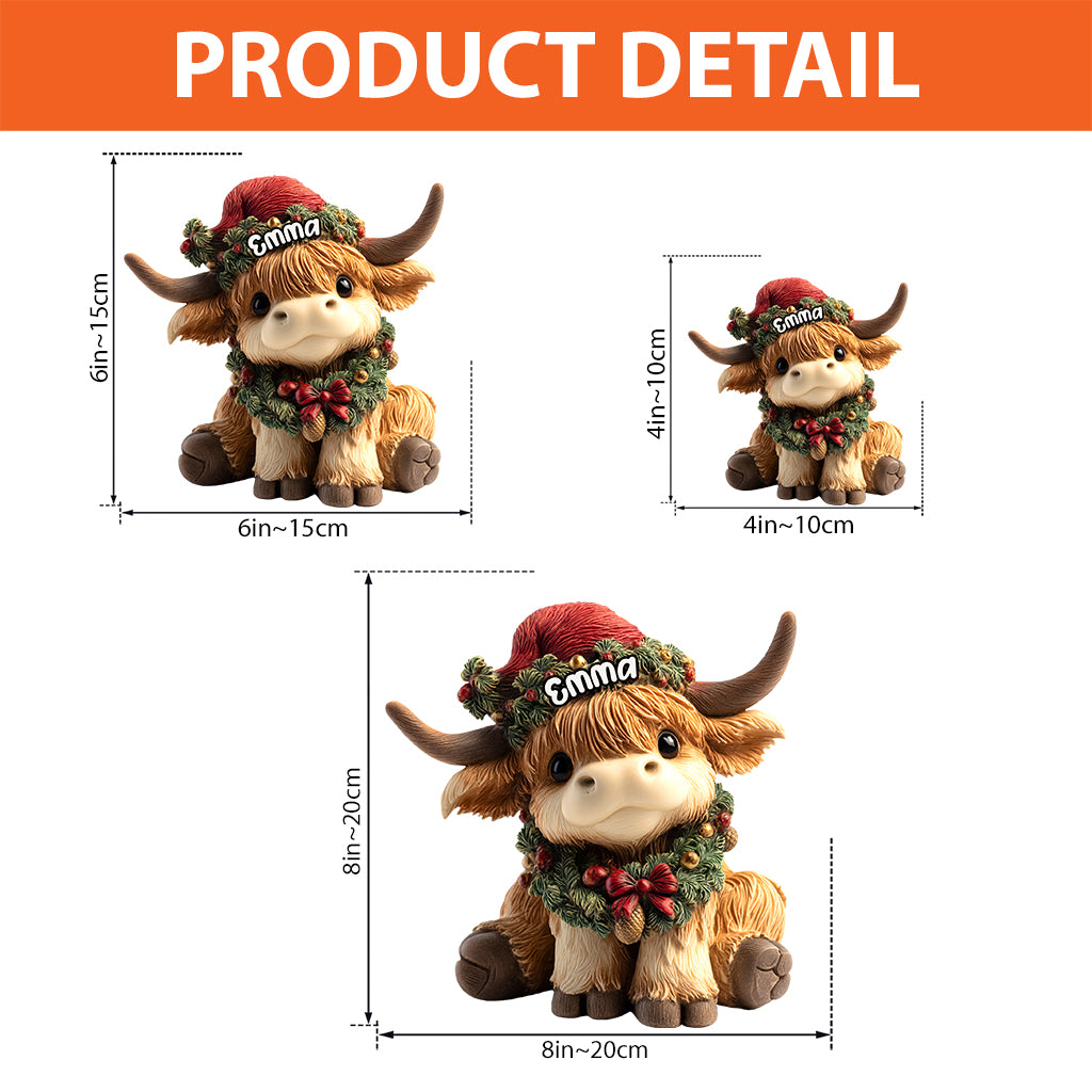 Niedliche Hochlandkuh – Personalisierte Acrylplakette in Form einer Hochlandkuh