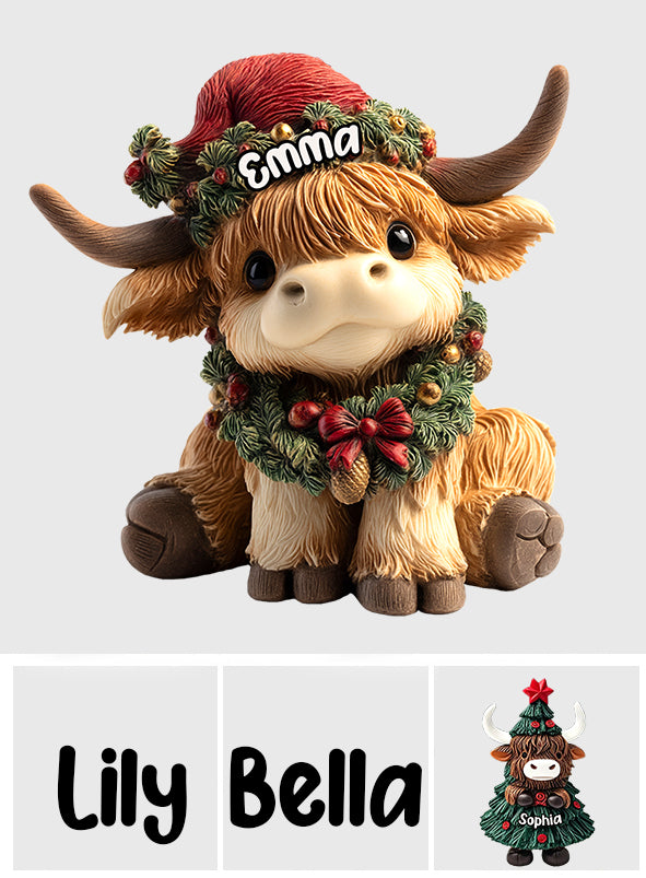 Niedliche Hochlandkuh – Personalisierte Acrylplakette in Form einer Hochlandkuh