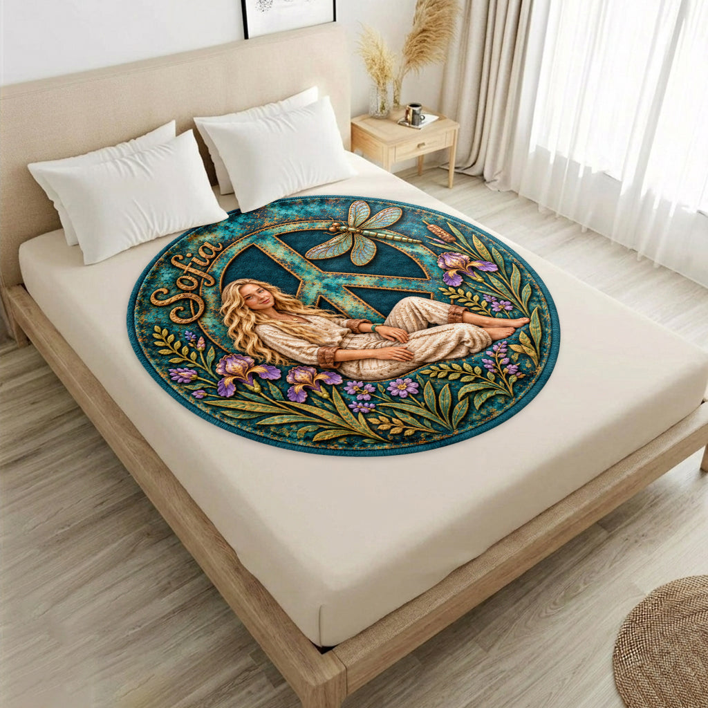 Hippie Sign - Personalized Hippie Shaped Fleece Blanket