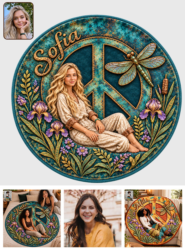 Hippie Sign - Personalized Hippie Shaped Fleece Blanket