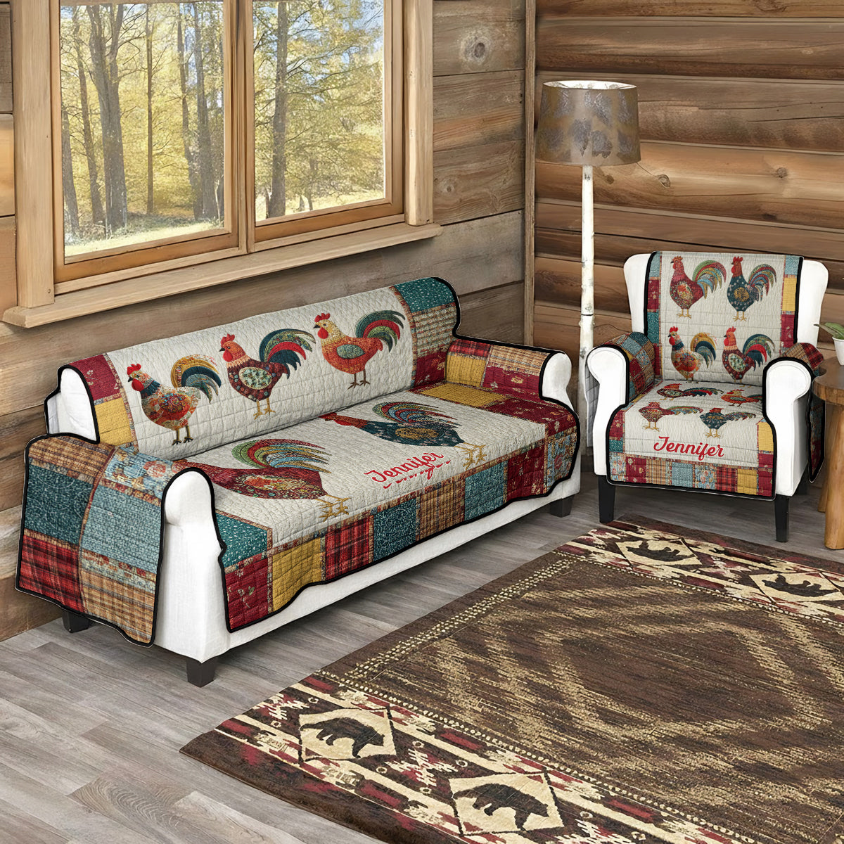 Farming Life - Personalized Chicken Quilted Sofa/Couch Cover