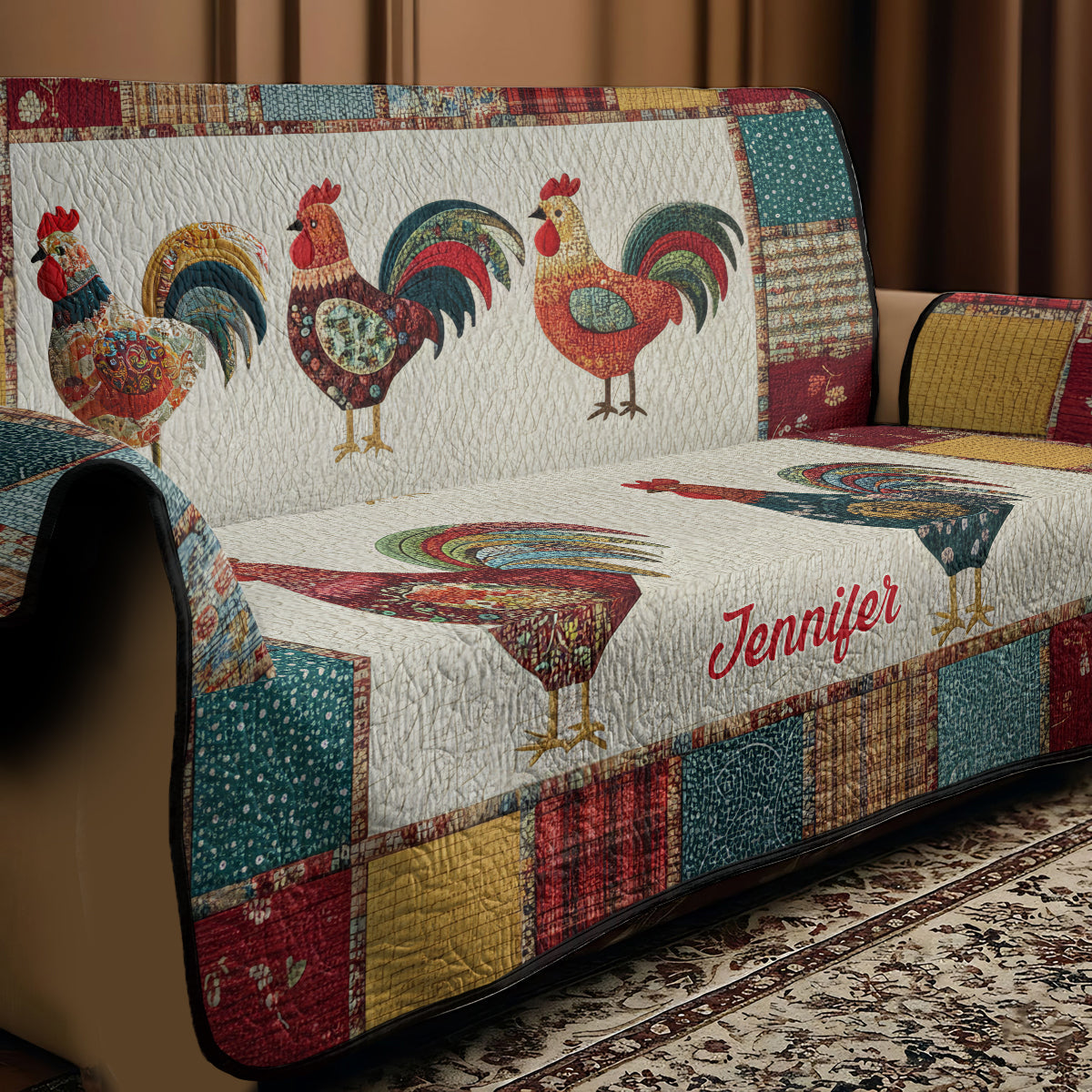 Farming Life - Personalized Chicken Quilted Sofa/Couch Cover