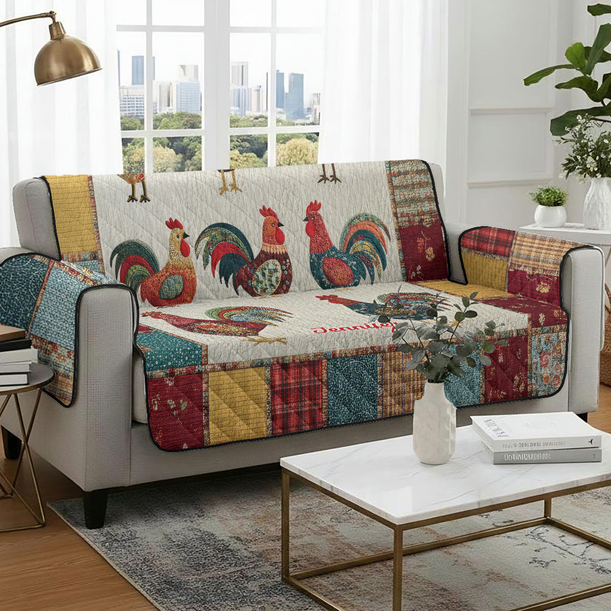 Farming Life - Personalized Chicken Quilted Sofa/Couch Cover