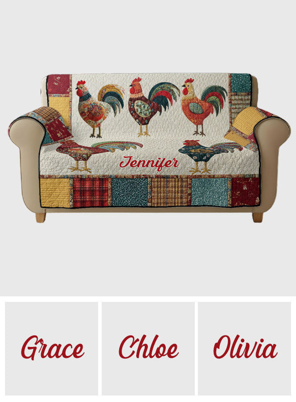 Farming Life - Personalized Chicken Quilted Sofa/Couch Cover