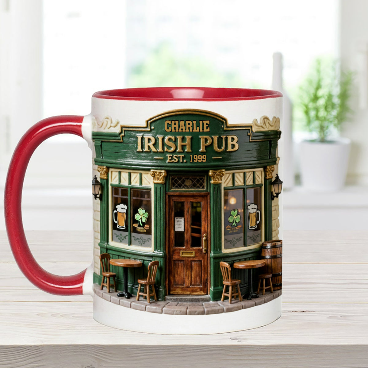 Irish Pub - Personalized Irish Set Accent Mug with Acrylic Stirrers